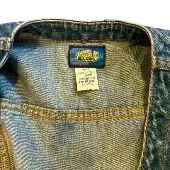 Dixie Denim Vest Sleeveless Button-Front Chest Pocket Medium Wash Blue Size M - Picture 7 of 7